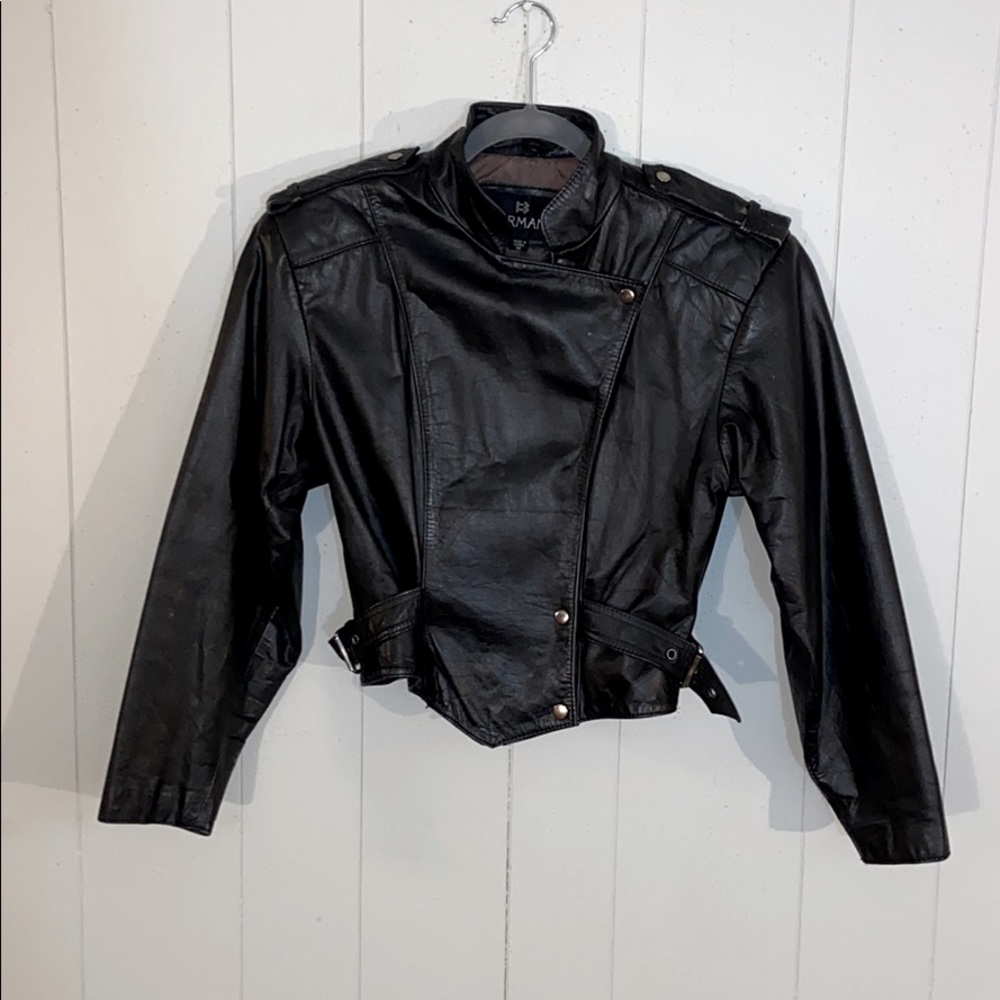 Vintage Bermans Black Leather Jacket